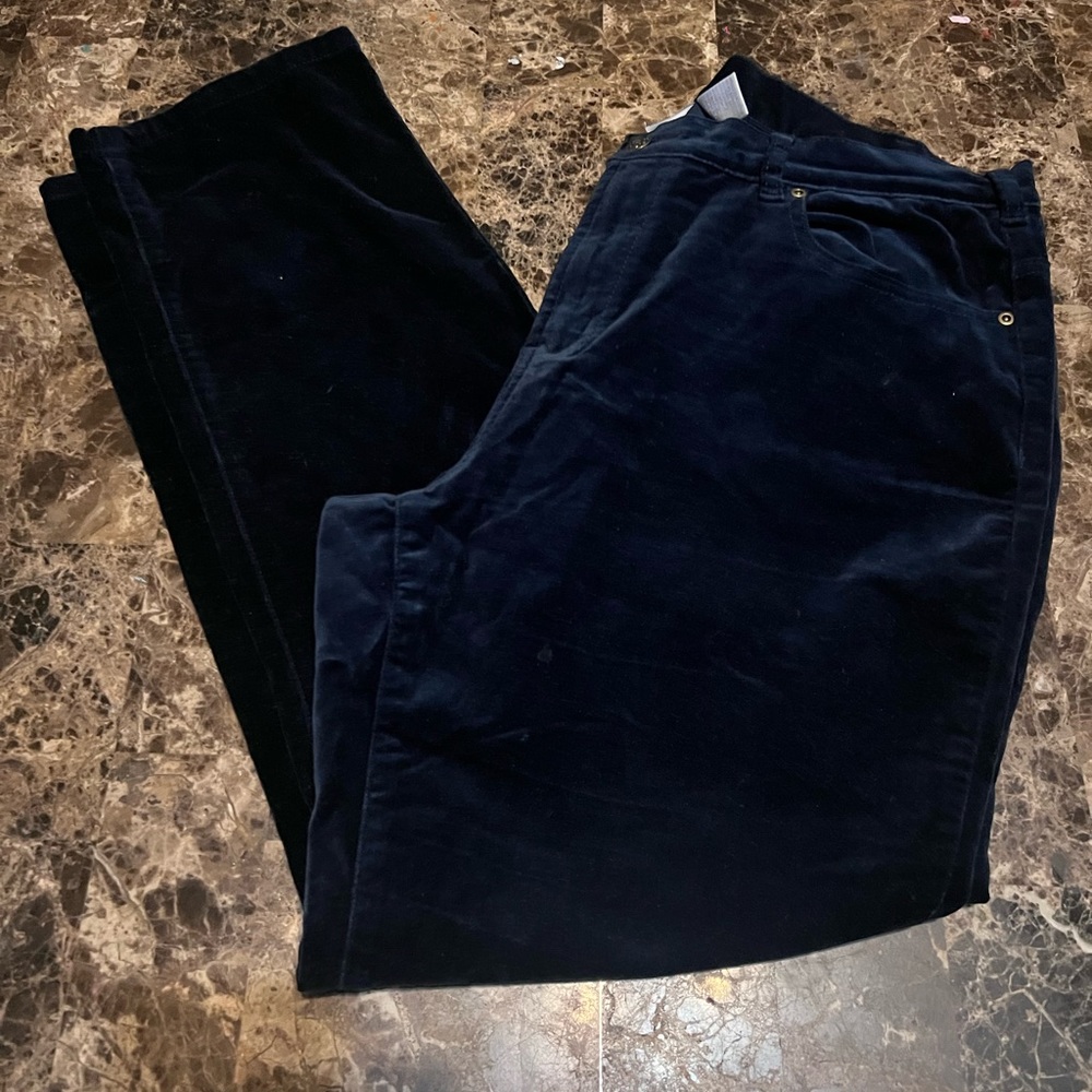 Diane Gilman Velvet Straight-Leg Pant (Part of a suit set) Navy SZ 16W